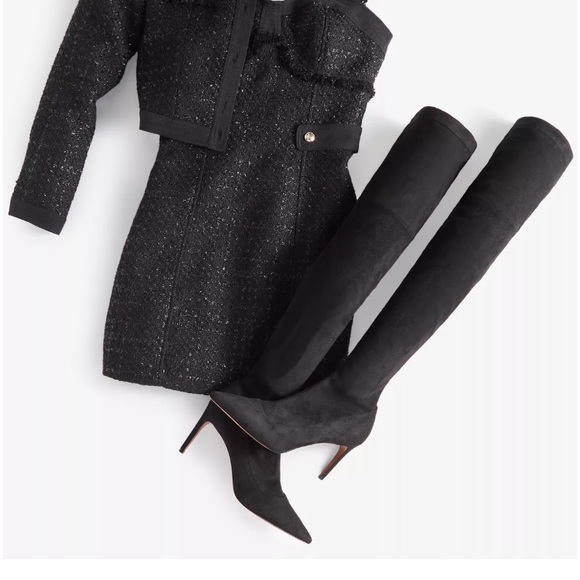 New guess dress Women's Clarissa Sleeveless Boucle Tweed Dress - Picture 4 of 7